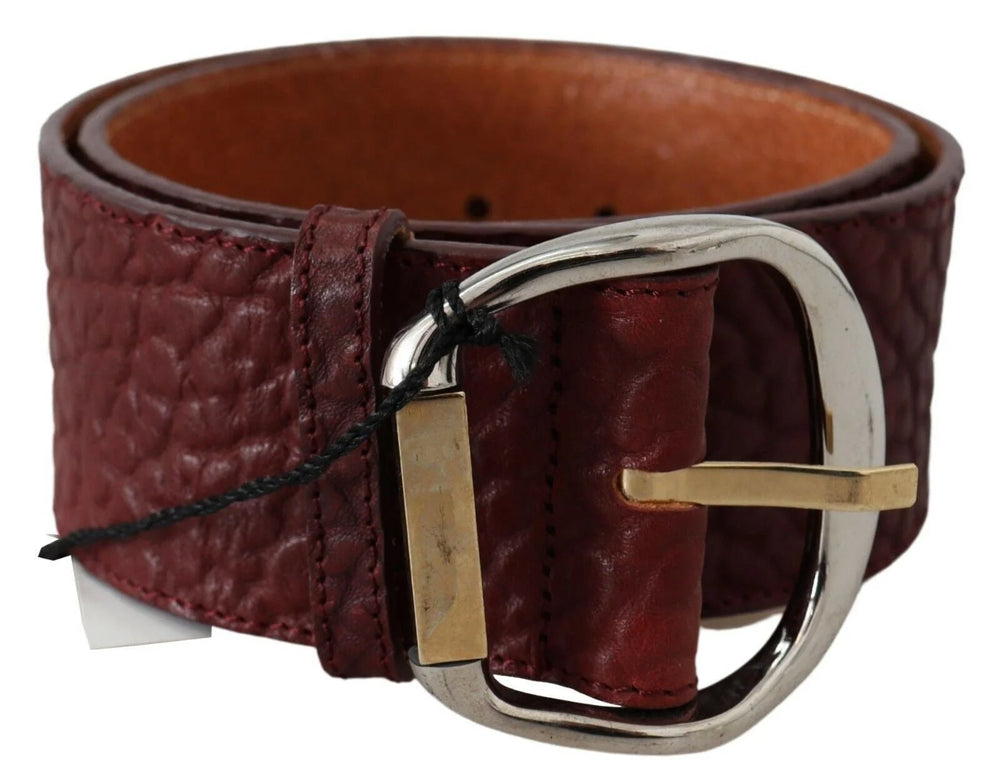 GF Ferre Bordeaux Wide Leather Waist Gold Silver Belt - 70 cm / 28 Inches - Belts