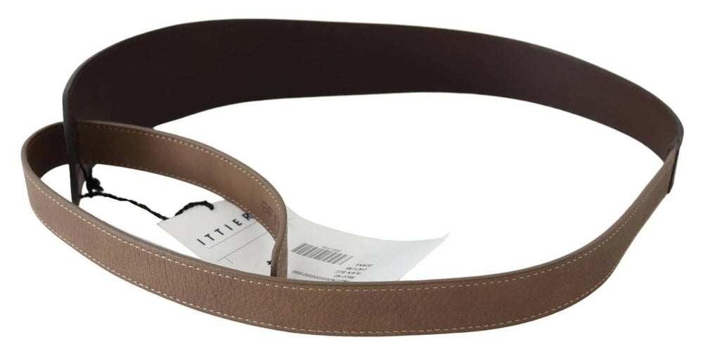 GF Ferre Brown Genuine Leather Logo Wide Waist Belt - 70 cm / 28 Inches - Belts