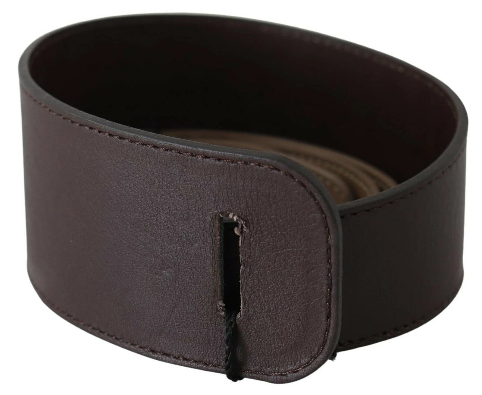 GF Ferre Brown Genuine Leather Logo Wide Waist Belt - 70 cm / 28 Inches - Belts