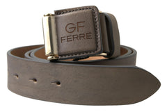 GF Ferre Brown Leather Fashion Logo Buckle Waist Belt - 100 cm / 40 Inches - Belts