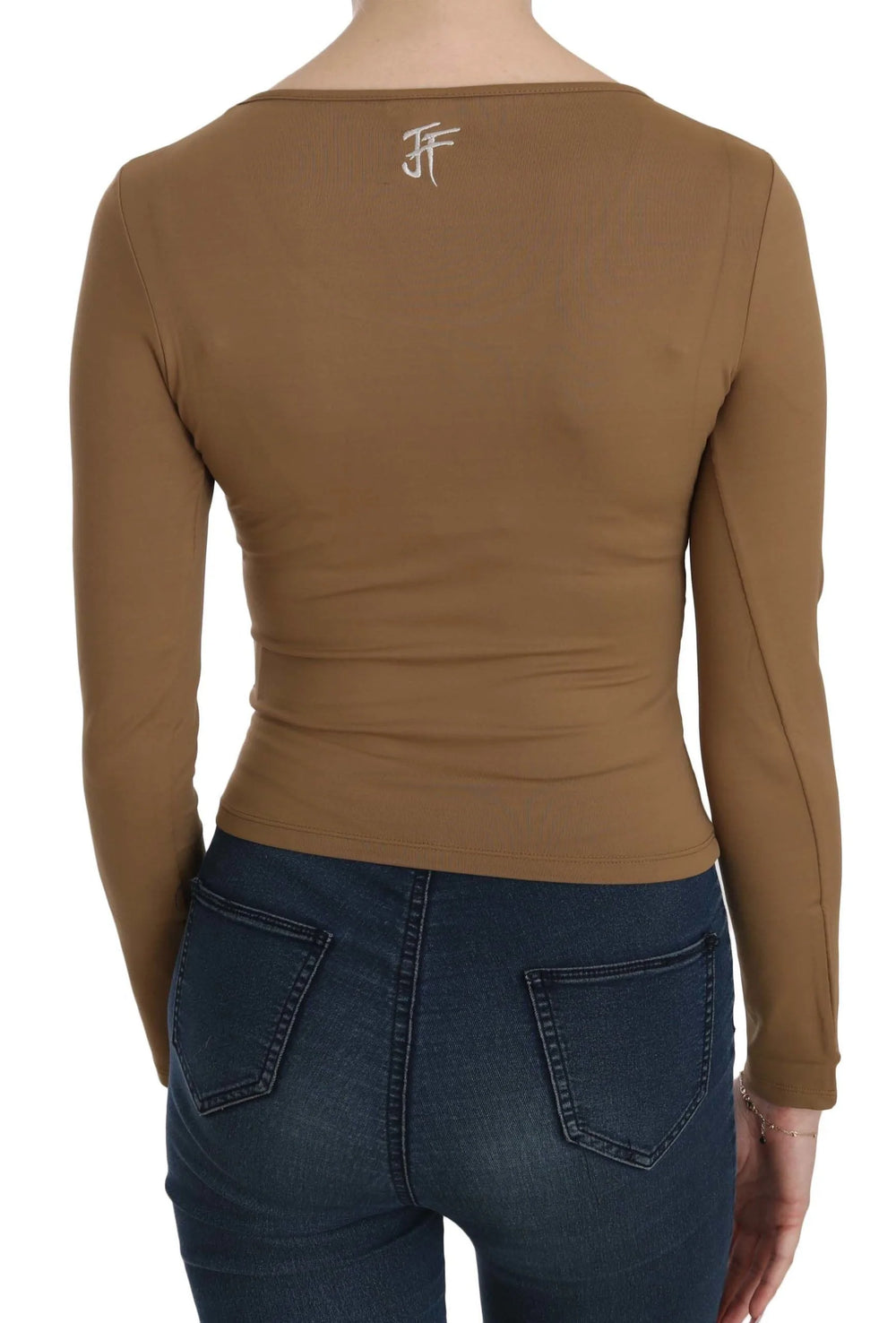 GF Ferre Brown Long Round Neck Sleeve Fitted Shirt Tops Blouse - IT38|XS - Blouses