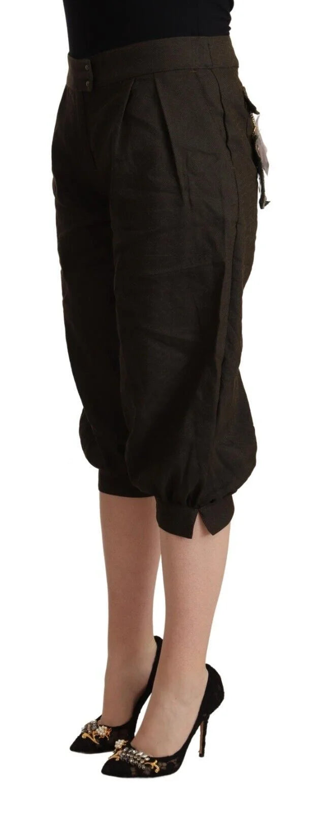 GF Ferre Brown Viscose Cropped Harem Pants - IT42|M - Pants