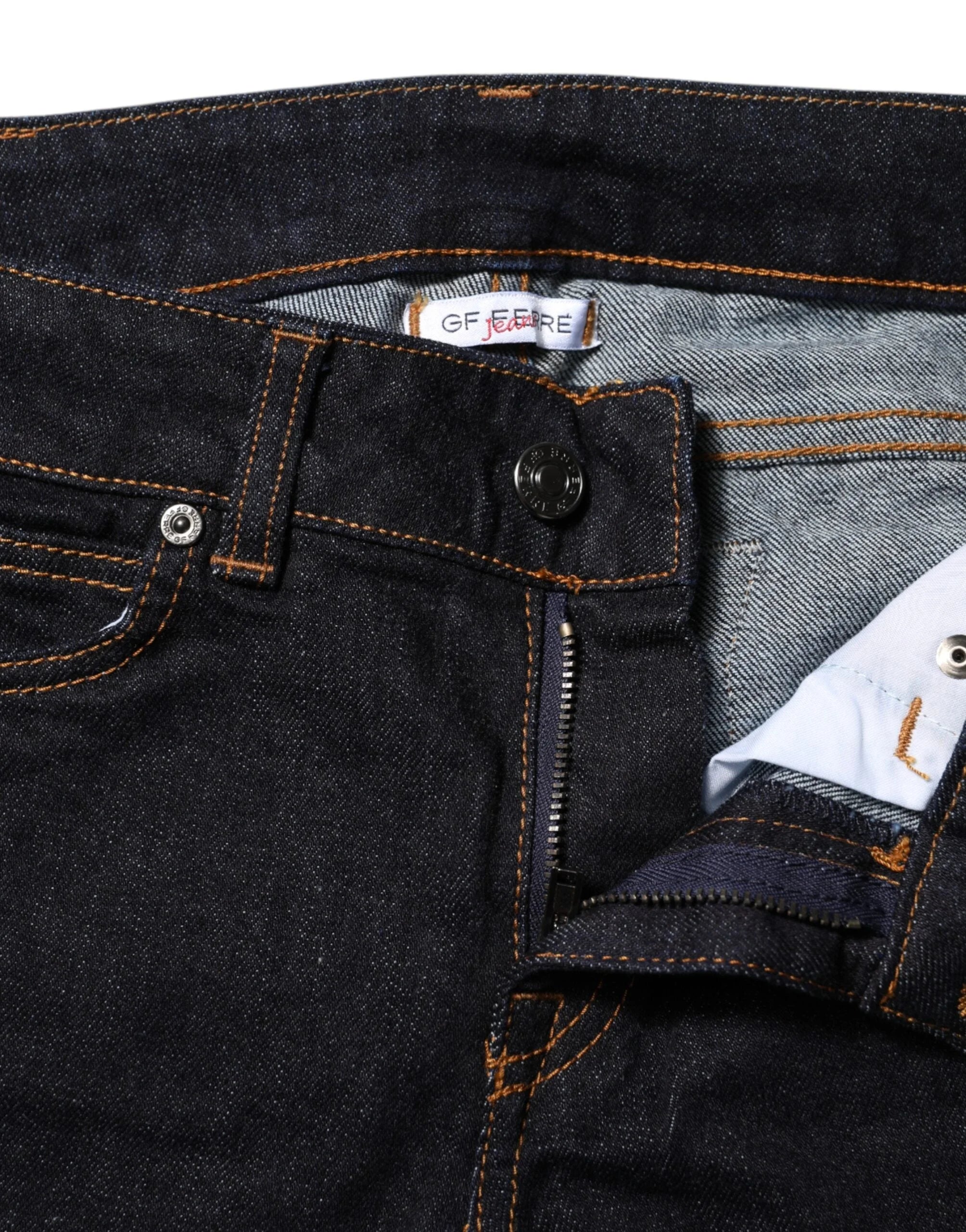 GF Ferre Dark Blue Cotton Mid Waisted Skinny Denim Jeans - W27 - Jeans