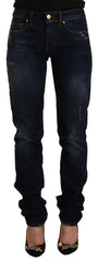 GF Ferre Dark Blue Washed Mid Waist Cotton Denim Skinny Jeans - IT44|L - Jeans
