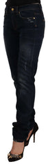 GF Ferre Dark Blue Washed Mid Waist Cotton Denim Skinny Jeans - IT44|L - Jeans