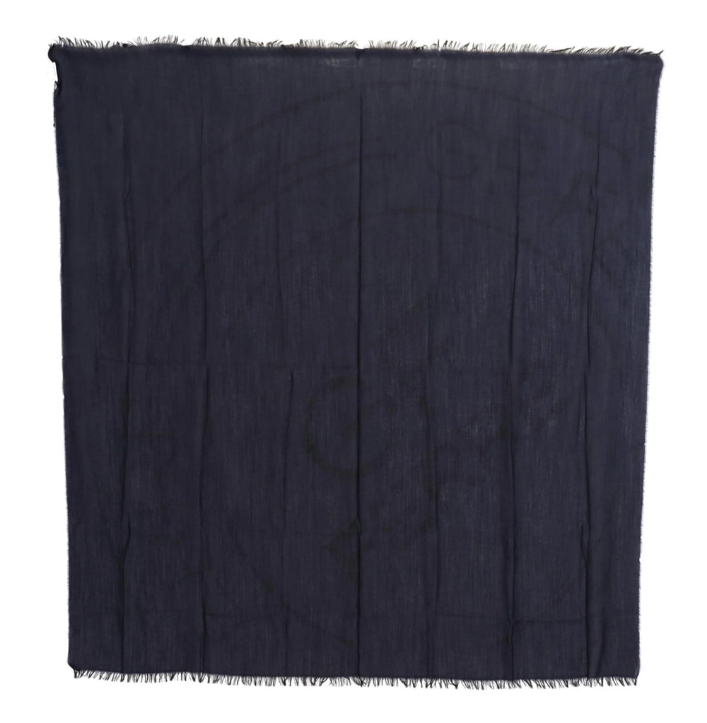 GF Ferre Dark Blue Wool Neck Wrap Shawl Fringes Scarf - Scarves & Shawls