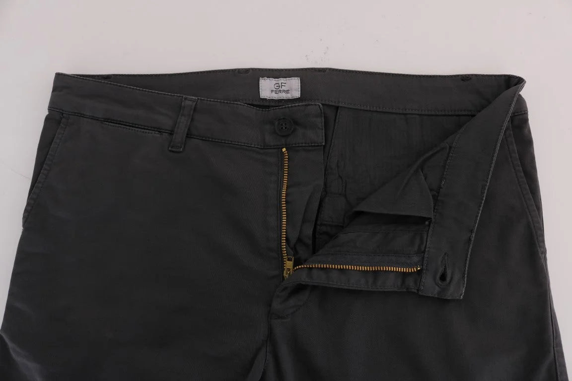 GF Ferre Gray Cotton Stretch Chinos Pants - IT56 | XXL - Chinos