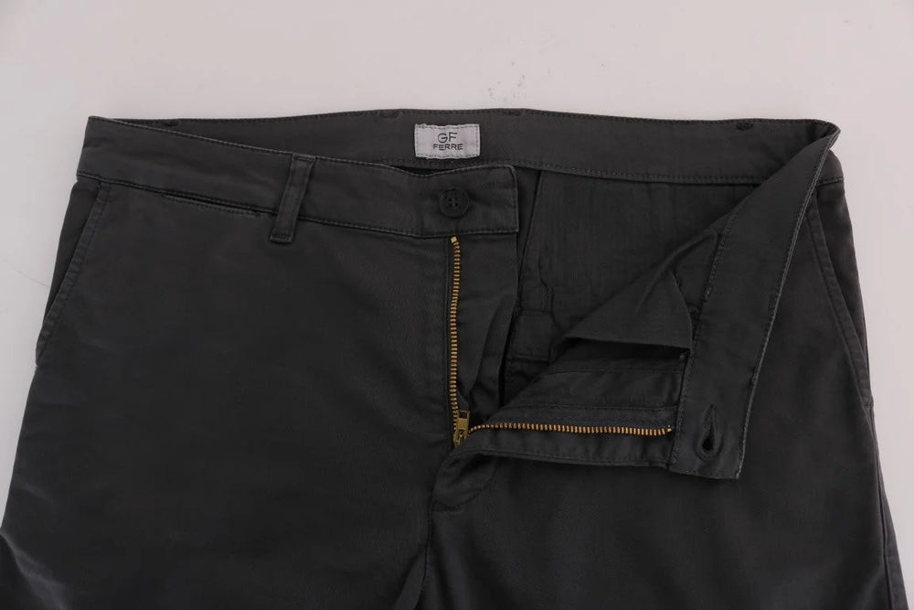 GF Ferre Gray Cotton Stretch Chinos Pants - IT56 | XXL - Chinos