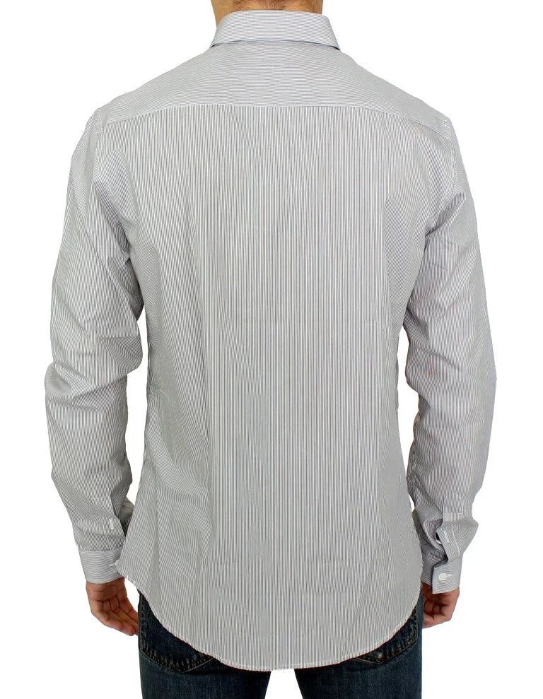 GF Ferre Gray Striped Cotton Casual Shirt - IT52 | XL - Shirts