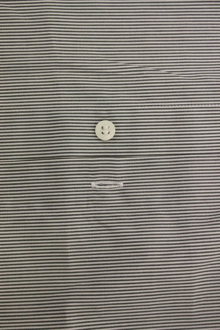 GF Ferre Gray Striped Cotton Casual Shirt - IT52 | XL - Shirts