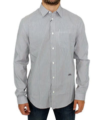 GF Ferre Gray Striped Cotton Casual Shirt - IT52 | XL - Shirts