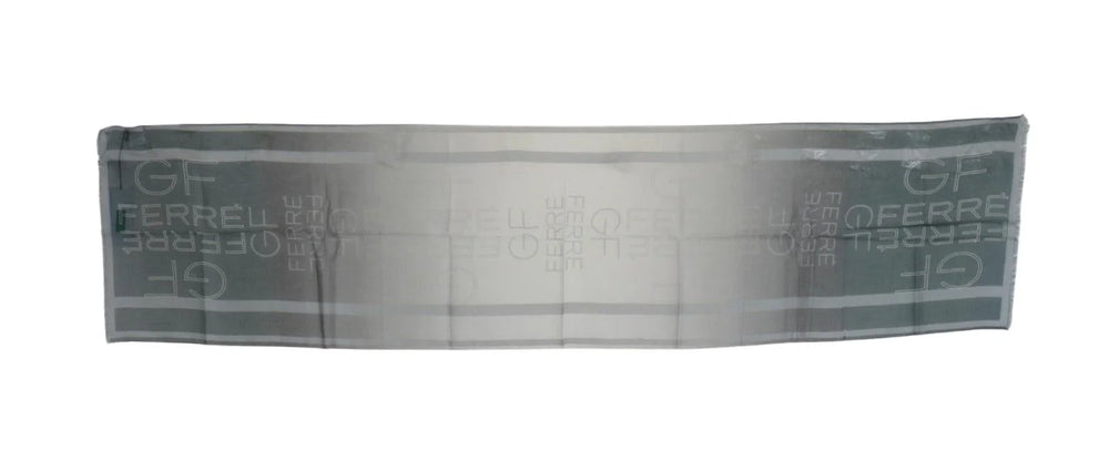 GF Ferre Gray Wool Viscose Foulard Patterned Branded Scarf - Scarves & Shawls