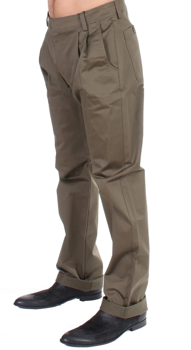 GF Ferre Green Cotton Stretch Comfort Fit Pants - IT48 | M - Chinos