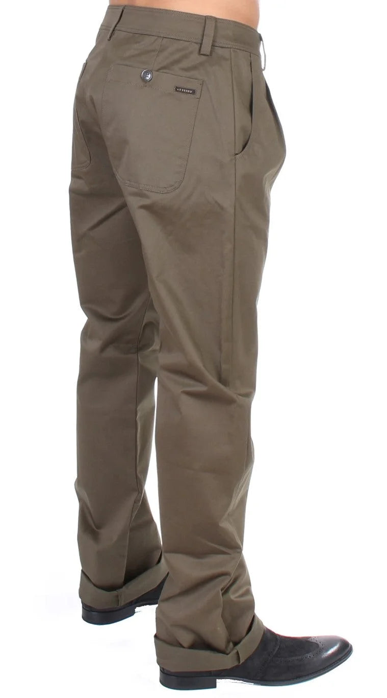 GF Ferre Green Cotton Stretch Comfort Fit Pants - IT48 | M - Chinos