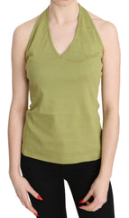 GF Ferre Green Halter Cotton Sleeveless Casual Tank Top Blouse - IT40|S - Tank Tops