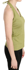 GF Ferre Green Halter Cotton Sleeveless Casual Tank Top Blouse - IT40|S - Tank Tops