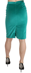 GF Ferre Green Solid Twill Knee Length Pencil Midi Skirt - IT40|S - Skirts