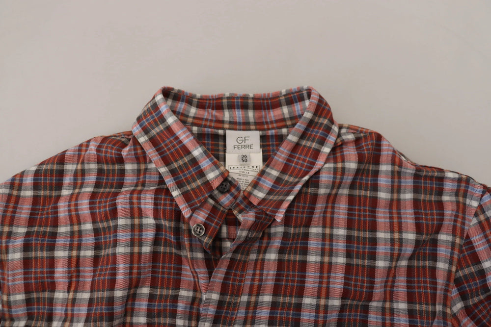 GF Ferre Multicolor Checkered Cotton Long Sleeves Casual Shirt - XXS - Shirts