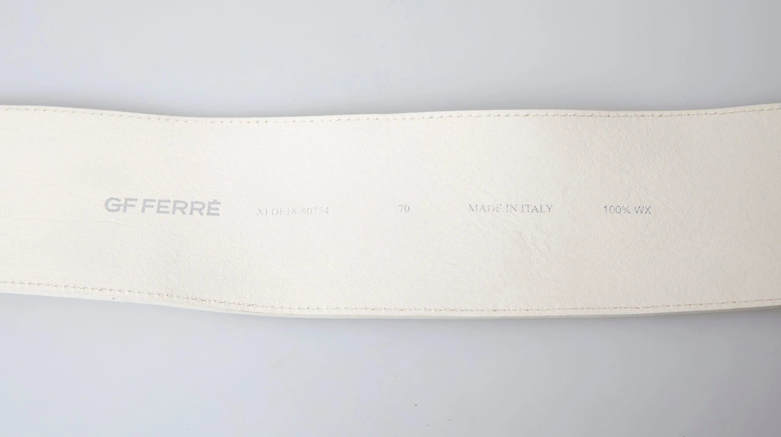 GF Ferre Off White Waxed Cotton Wide Fashion Waistband Belt - 70 cm / 28 Inches - Belts