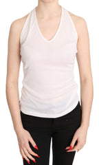 GF Ferre White Halter Cotton Sleeveless Casual Tank Top Blouse - IT38|XS - Tank Tops