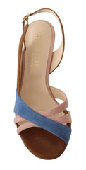 GIA COUTURE Multicolor Suede Leather Slingback Heels Sandals Shoes - EU37/US6.5 - Sandals
