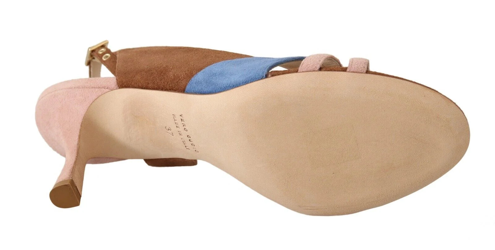 GIA COUTURE Multicolor Suede Leather Slingback Heels Sandals Shoes - EU37/US6.5 - Sandals