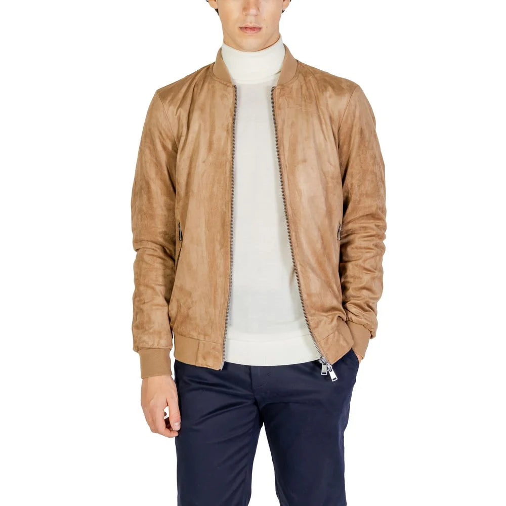 Gianni Lupo Beige Polyester Jackets & Coat - IT46 | M