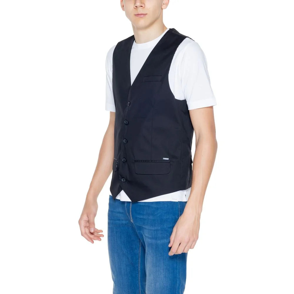 Gianni Lupo Black Cotton Waistcoat - IT52 | XL