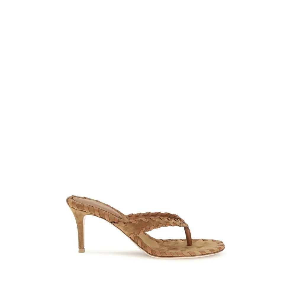 Gianvito Rossi Beige Calf Leather Bos Taurus Stiletto Heel Sandals - EU37.5/US7.5