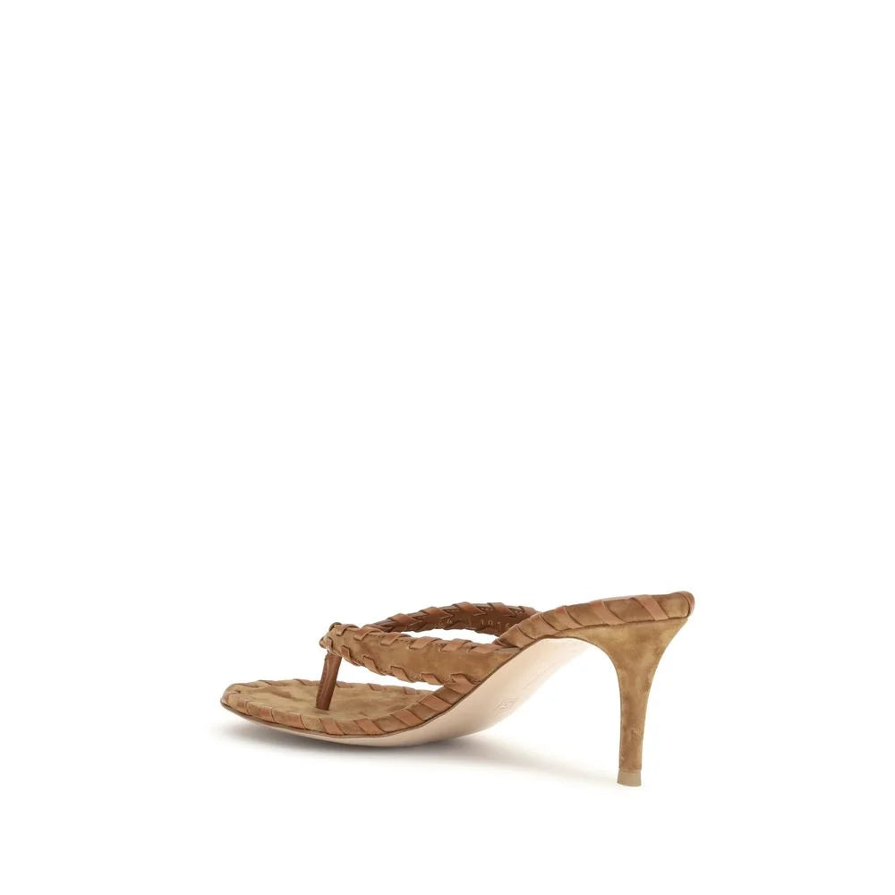 Gianvito Rossi Beige Calf Leather Bos Taurus Stiletto Heel Sandals - EU37.5/US7.5