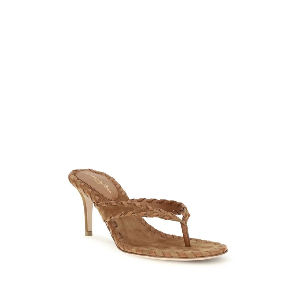 Gianvito Rossi Beige Calf Leather Bos Taurus Stiletto Heel Sandals - EU37.5/US7.5
