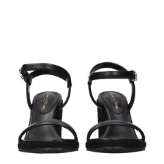 Gianvito Rossi Black Leather Wedge Sandals