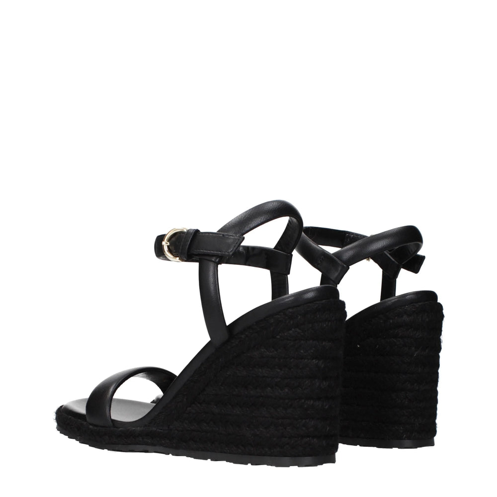 Gianvito Rossi Black Leather Wedge Sandals
