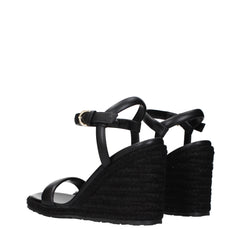 Gianvito Rossi Black Leather Wedge Sandals