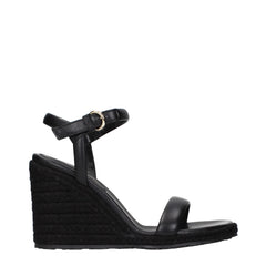 Gianvito Rossi Black Leather Wedge Sandals