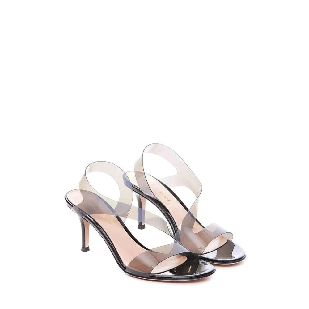 Gianvito Rossi Black Rubber Stiletto Heel Sandals