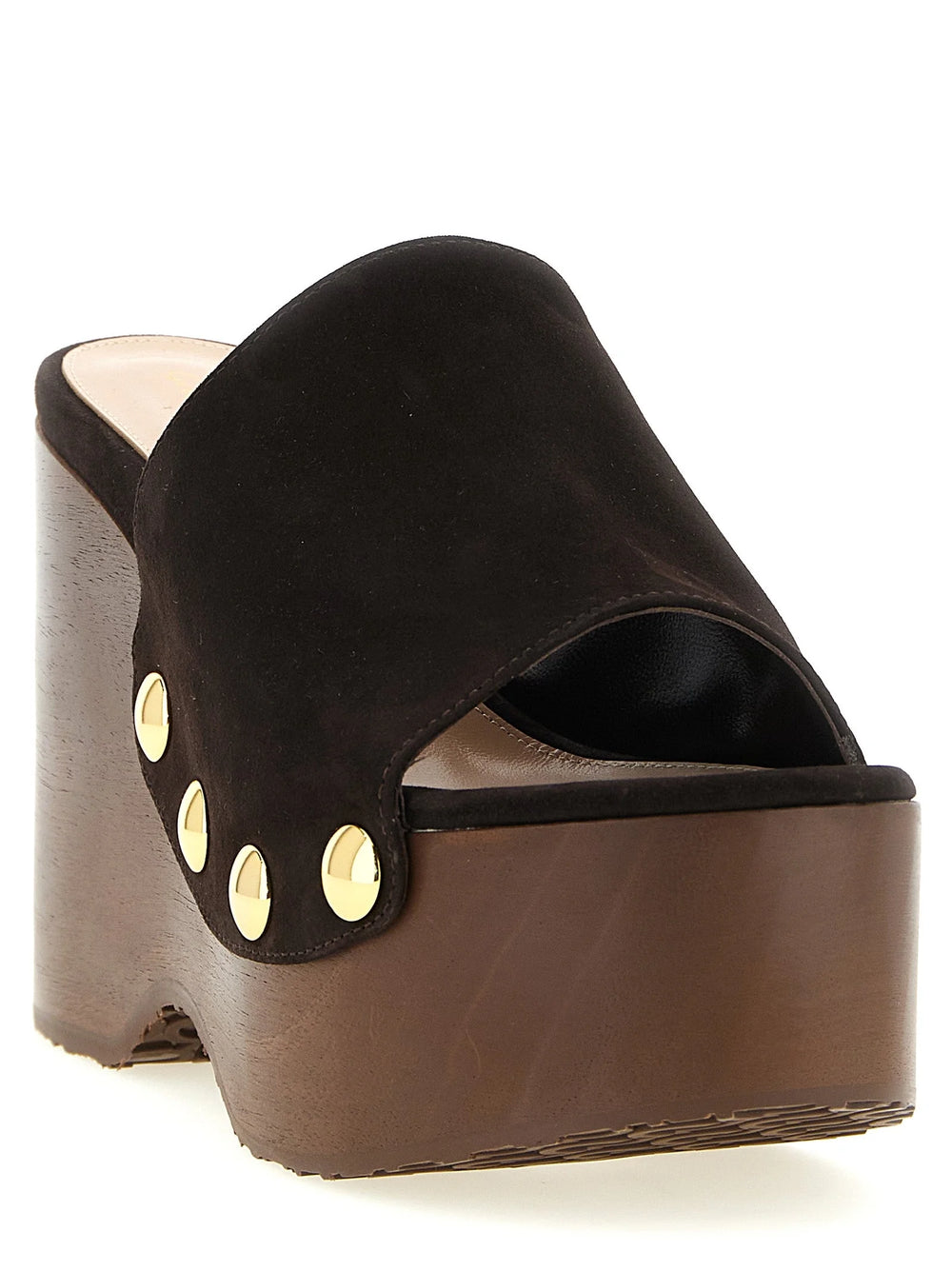 Gianvito Rossi Brown Suede Leather Wedge Sandals
