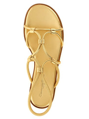 Gianvito Rossi Gold Lamb Leather Flat Sandals