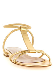 Gianvito Rossi Gold Lamb Leather Flat Sandals - EU37/US7