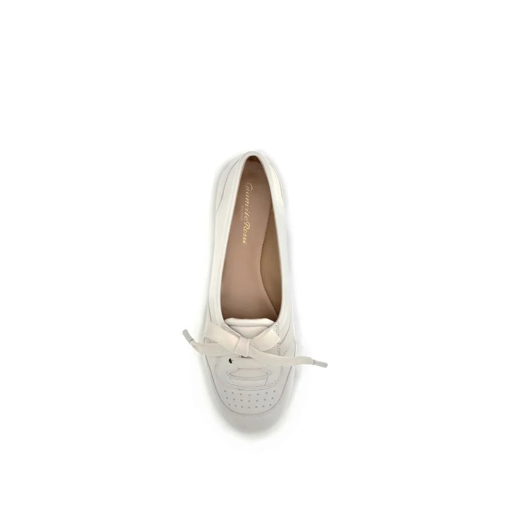 Gianvito Rossi White Calf Leather Bos Taurus Ballet Flats - EU38.5/US8.5