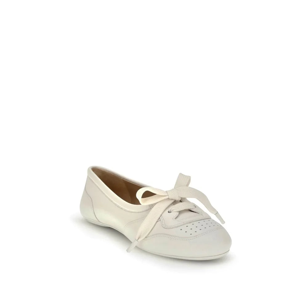 Gianvito Rossi White Calf Leather Bos Taurus Ballet Flats - EU38.5/US8.5