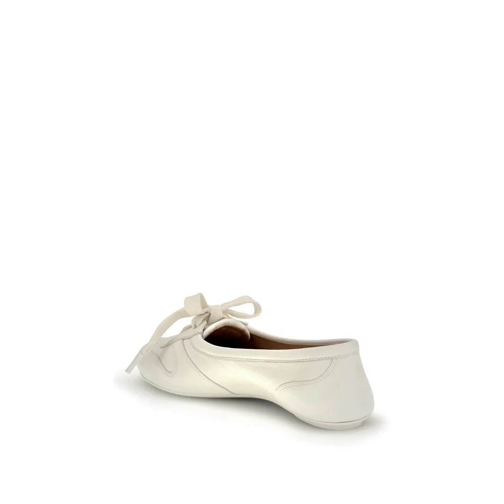 Gianvito Rossi White Calf Leather Bos Taurus Ballet Flats - EU39/US9