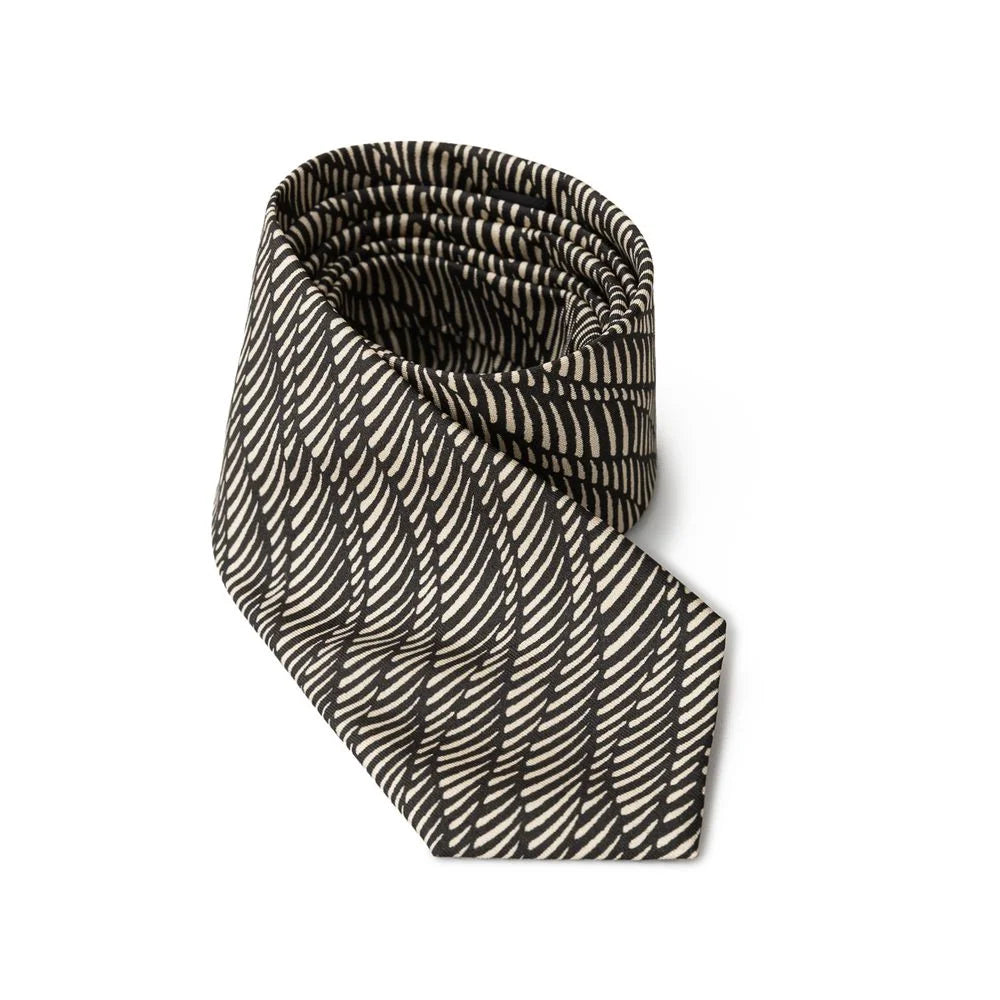 Giorgio Armani Black And White Silk Ty - Neckties