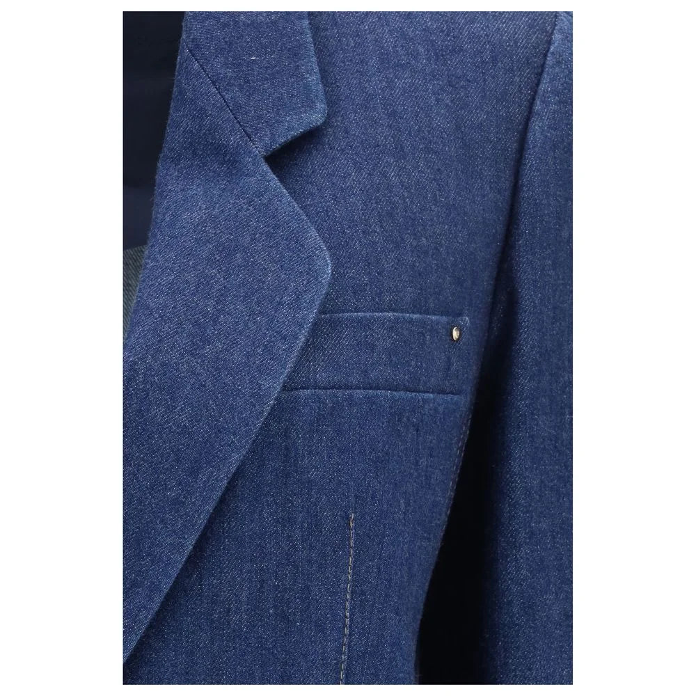 Giorgio Armani Blue Elastane Denim Jacket - IT44 | L