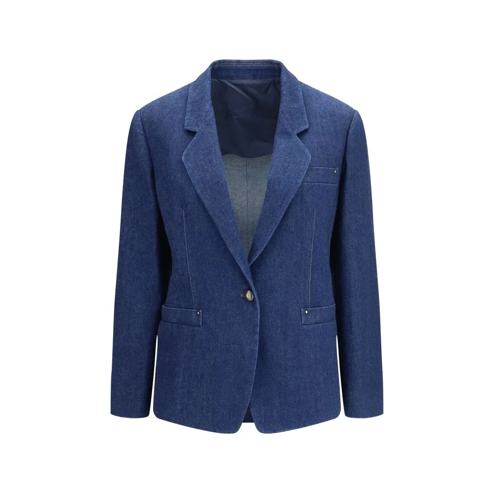 Giorgio Armani Blue Elastane Denim Jacket - IT44 | L