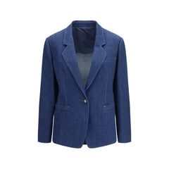 Giorgio Armani Blue Elastane Denim Jacket - IT44 | L
