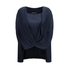 Giorgio Armani Modre viskózové potiskane tricko - IT46|XL