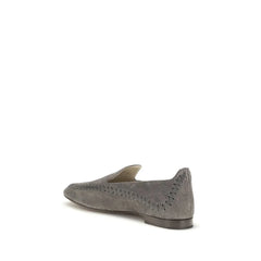 Giorgio Armani Gray Calf Leather Bos Taurus Slip-On Loafers - EU40/US10