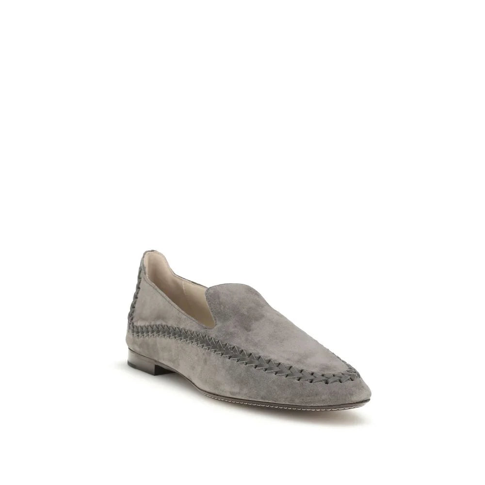 Giorgio Armani Gray Calf Leather Bos Taurus Slip-On Loafers - EU40/US10