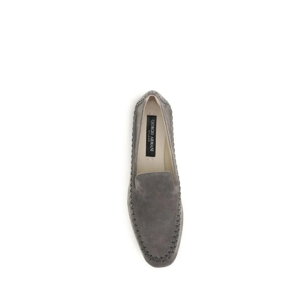 Giorgio Armani Gray Calf Leather Bos Taurus Slip-On Loafers - EU40/US10